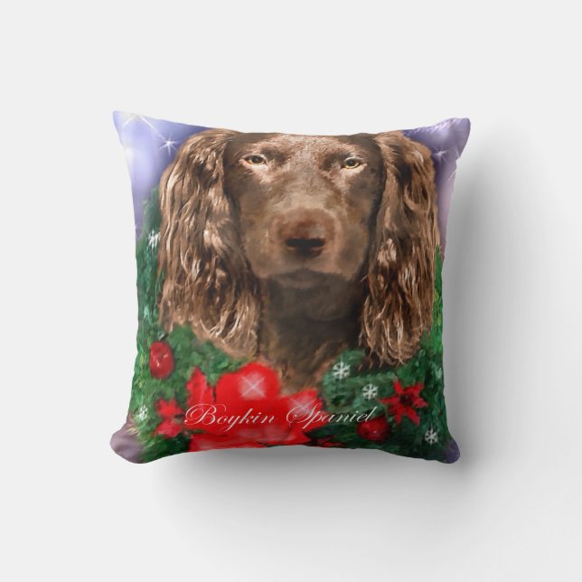 Cojín Decorativo Navidades de Boykin Spaniel (Anverso)