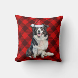 Cojín Decorativo Navidades de Búfalo Rojo de Collie Fronterizo