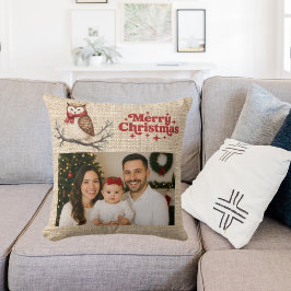 Cojín Decorativo Navidades de búho beige burlap
