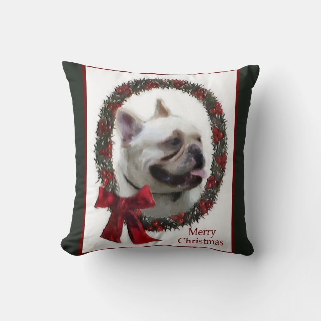 Cojín Decorativo Navidades de Bulldog de Francia (Anverso)