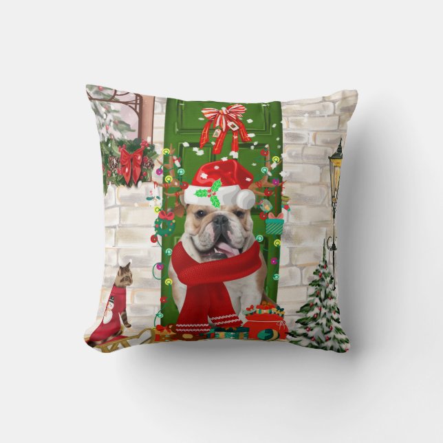Cojín Decorativo Navidades de Bulldog de Inglaterra (Anverso)