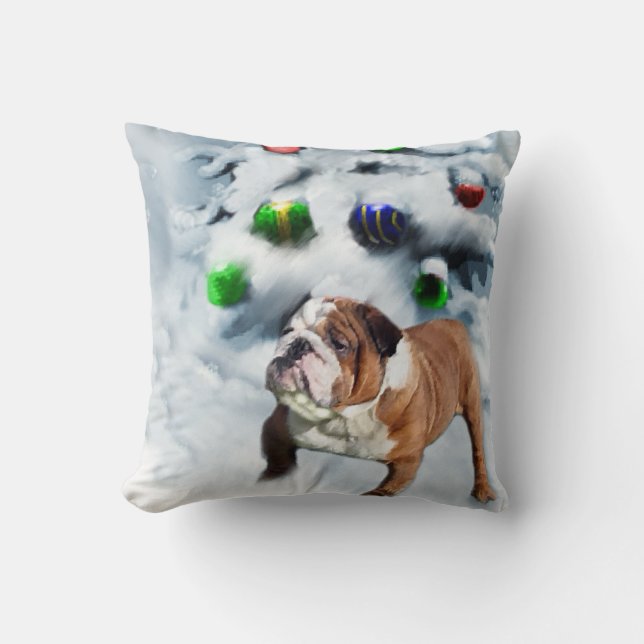 Cojín Decorativo Navidades de Bulldog de Inglaterra (Anverso)