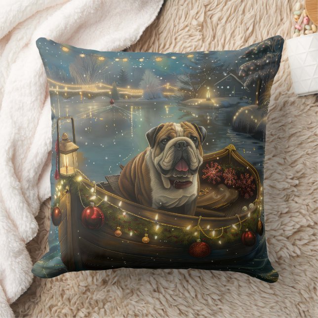 Cojín Decorativo Navidades de bulldog de vacaciones (Manta)