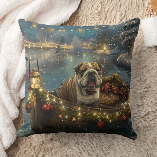 Cojín Decorativo Navidades de bulldog de vacaciones (Manta)