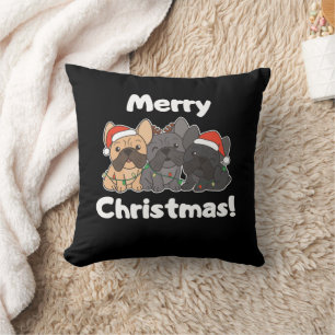 Cojín Decorativo Navidades de Bulldog franceses cortan perros