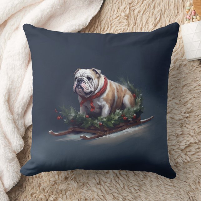Cojín Decorativo Navidades de bulldog nevan invierno (Manta)