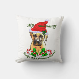 Cojín Decorativo Navidades de Bullmastiff Merry