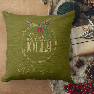 Cojín Decorativo Navidades De Burgundy Y Shimmering Holly Jolly