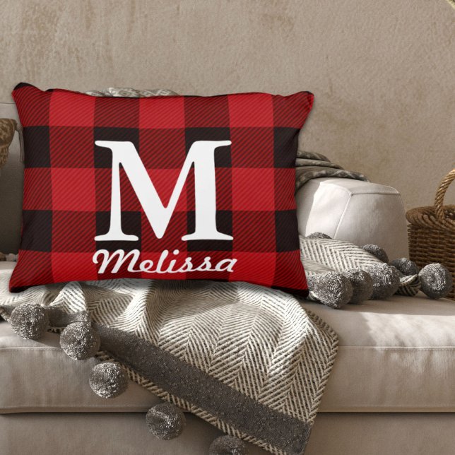 Cojín Decorativo navidades de cabaña Red búfalo lumberjack plaid (cottage Christmas Red buffalo lumberjack plaid Decorative Pillow)