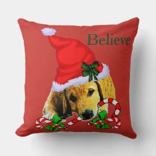 Cojín Decorativo Navidades de Cachorros de Golden Retriever