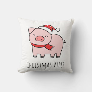 Cojín Decorativo Navidades de cerdo rosados cúrgenes Minimalistas