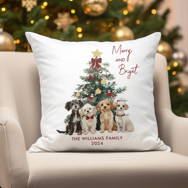 Cojín Decorativo Navidades de cerezos y perros brillantes personali (Subido por el creador)