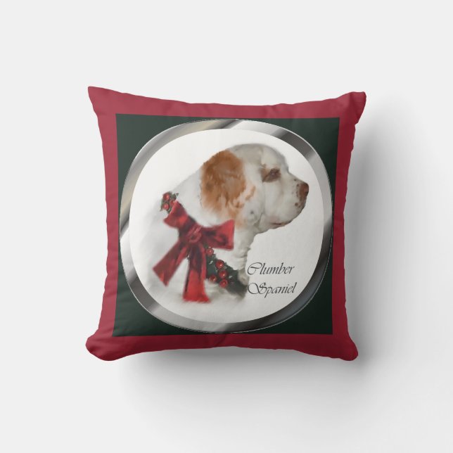 Cojín Decorativo Navidades de Clumber Spaniel (Anverso)