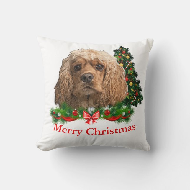 Cojín Decorativo Navidades de Cocker spaniel (Anverso)