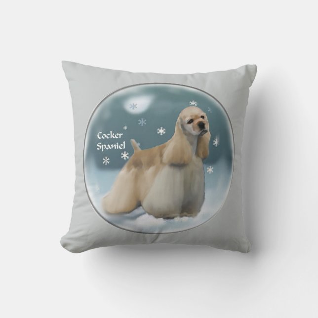 Cojín Decorativo Navidades de Cocker Spaniel Regalos (Anverso)