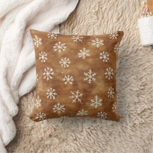 Cojín Decorativo Navidades de copos de nieve en invierno blanco mar