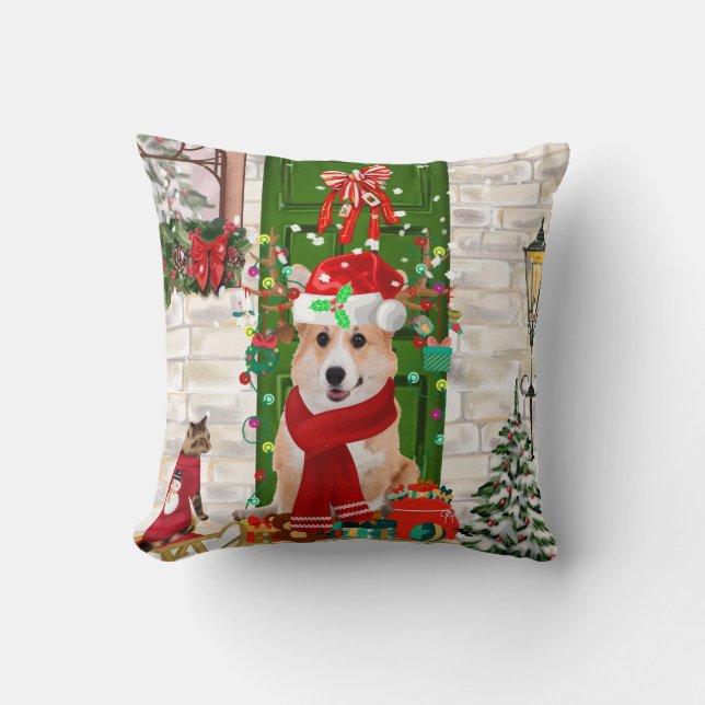Cojín Decorativo navidades de corgi Dog (Anverso)