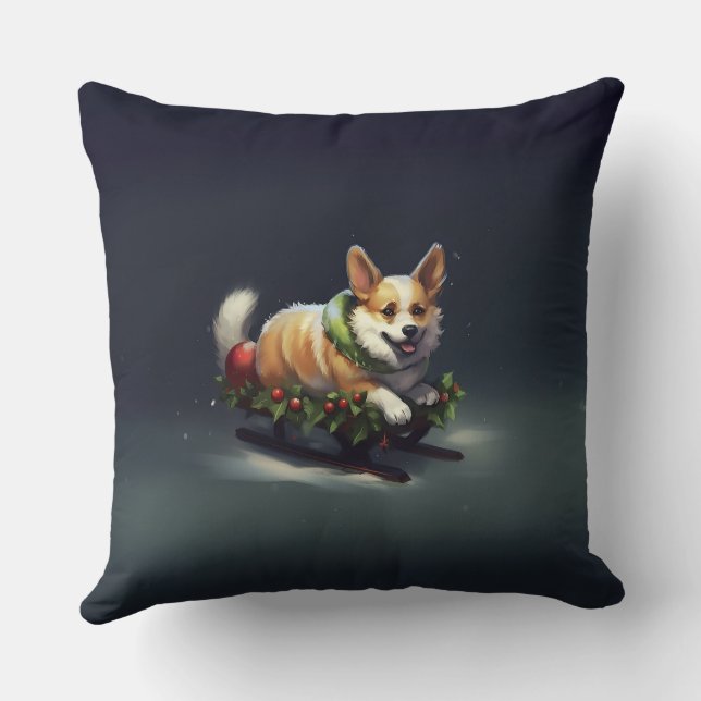 Cojín Decorativo Navidades de Corgi nevan invierno (Reverso )