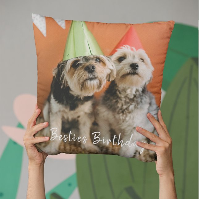 Cojín Decorativo Navidades de cumpleaños de Cute Besties Photo Dog  (Subido por el creador)