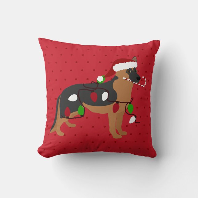 Cojín Decorativo Navidades de Cute German Shepherd (Anverso)