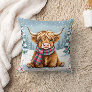 Cojín Decorativo Navidades de Cute Whimsical Highland Cow