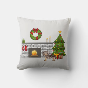 Cojín Decorativo Navidades de Dachshund de pelo corto marrón y marr