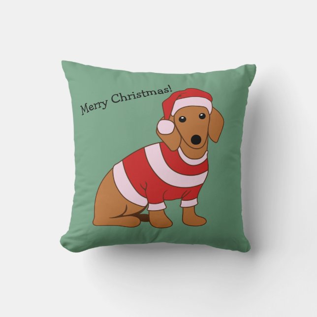 Cojín Decorativo Navidades de Dachshund peregrinadas personalizadas (Anverso)