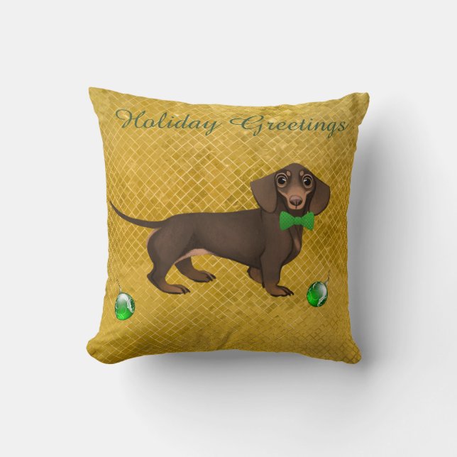 Cojín Decorativo Navidades de Dachshund Pillow Holiday Perro Wiener (Anverso)