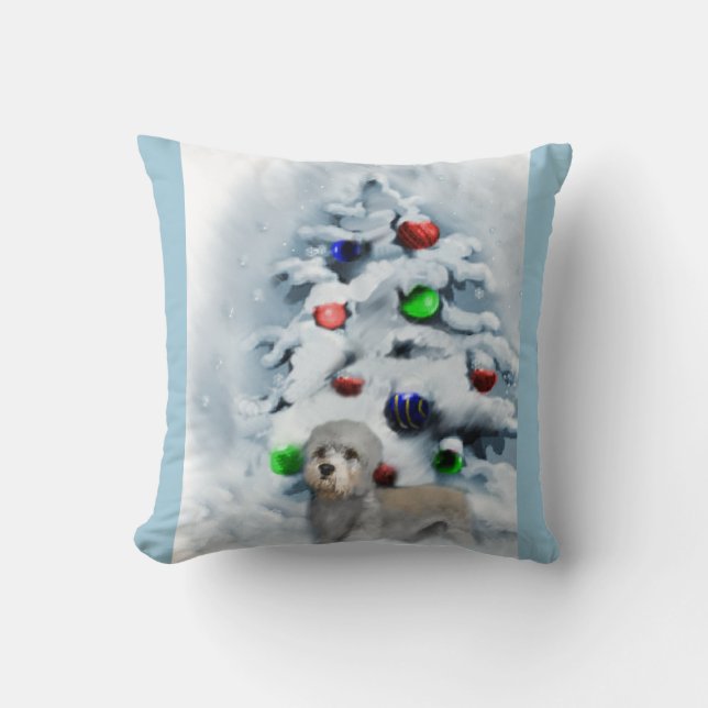 Cojín Decorativo Navidades de Dandie Dinmont (Anverso)