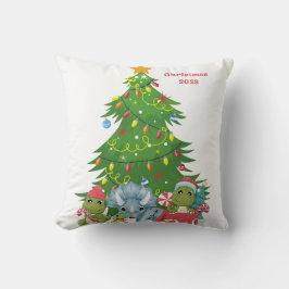 Cojín Decorativo Navidades de dinosaurios lanzan personalizable de 