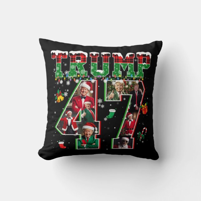 Cojín Decorativo Navidades de Donald Trump 47° presidente 2024 Sant (Anverso)