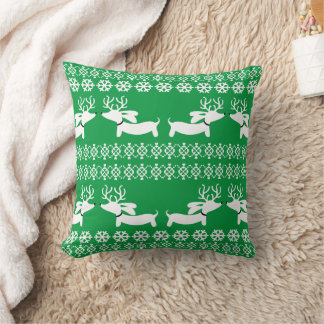 Cojín Decorativo Navidades de Doxie Verde Persiguen A Renos De Isla