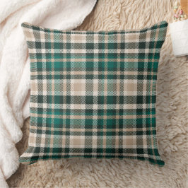 Cojín Decorativo Navidades de Emerald Green y Tan Plaid