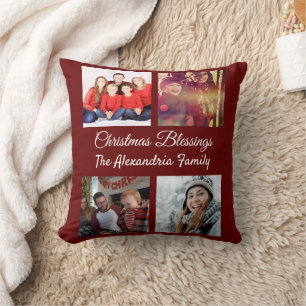 Cojín Decorativo Navidades de familia de Collages de fotos de guión