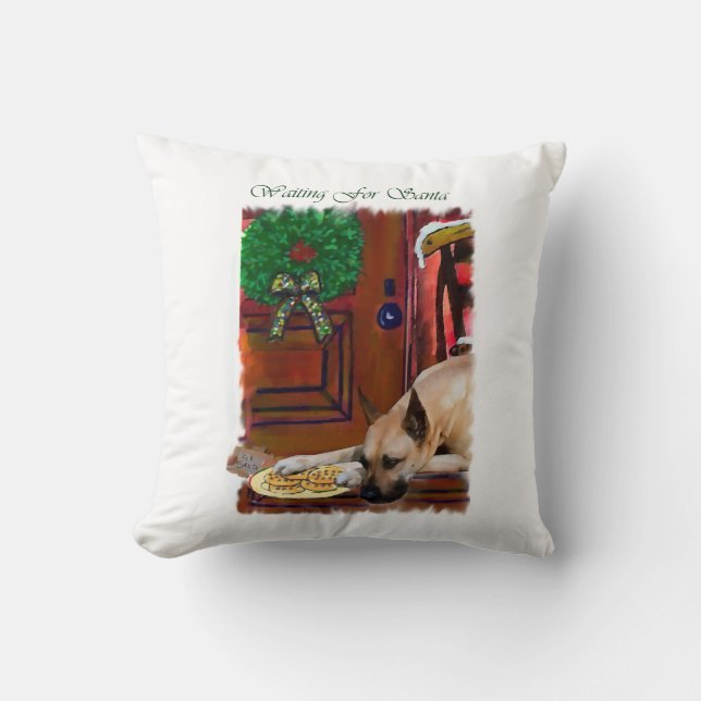 Cojín Decorativo Navidades de Fawn Great Dane (Anverso)
