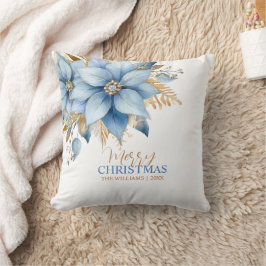 Cojín Decorativo Navidades de Flores de Flor de Icy Blue Gold Poins