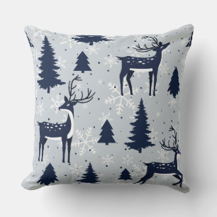 Cojín Decorativo Navidades de fondo ilustrados en blanco azul