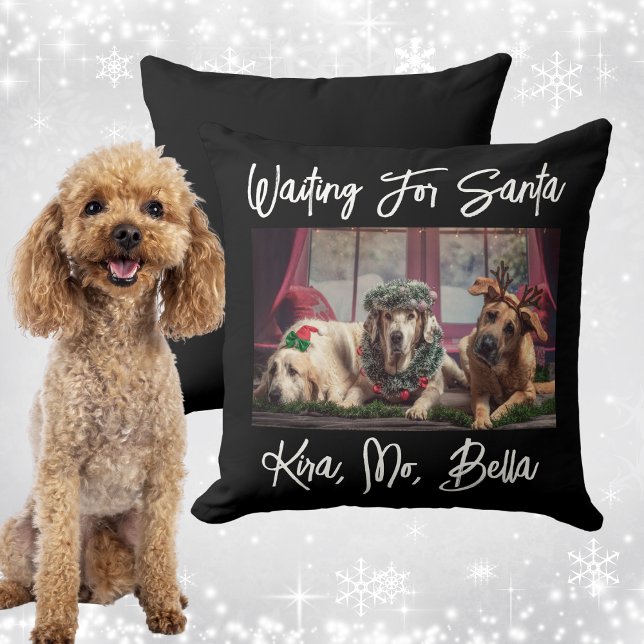 Cojín Decorativo Navidades de fotografía de Dog Lover (Dog Lover's Photo Christmas Throw Pillow)