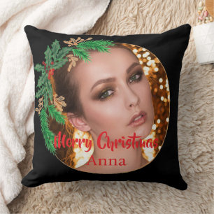 Cojín Decorativo Navidades de fotografía de oro negro Wreath Elegan