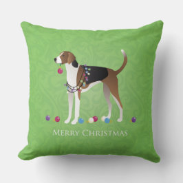 Cojín Decorativo Navidades de Foxhound estadounidenses - Perro trav