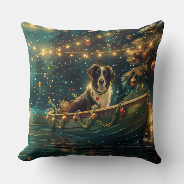 Cojín Decorativo Navidades de Frontera Collie Voyage festivo (Anverso)