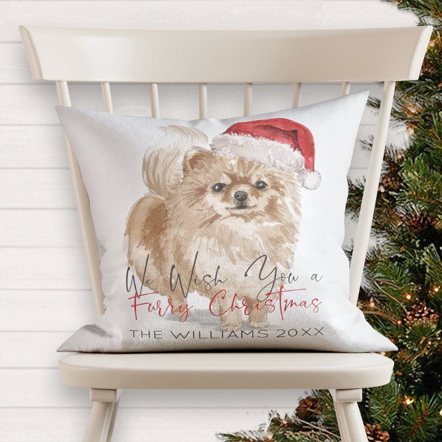 Cojín Decorativo Navidades de FURRY Monograma de Santa Dog (Subido por el creador)