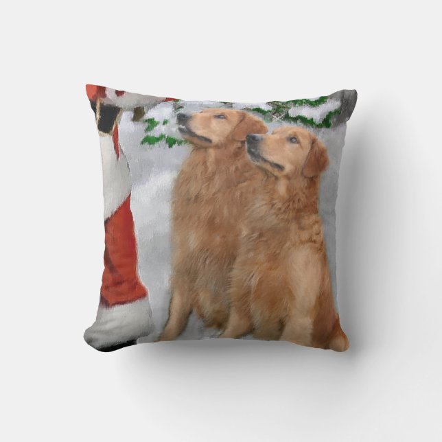 Cojín Decorativo Navidades de Golden Retriever (Anverso)