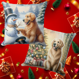 Cojín Decorativo Navidades de Golden Retriever