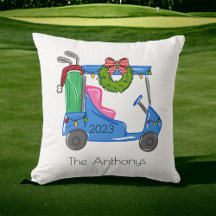 Navidades de golf Blue Golf Cart Preppy personaliz