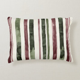 Cojín Decorativo Navidades de Green Burgundy Stripes