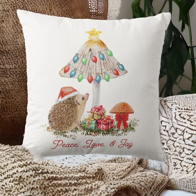 Cojín Decorativo Navidades de Hedgehog Mushrooms Woodland (Subido por el creador)