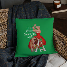 Cojín Decorativo Navidades de Holiday Shenanigans Retro Pinup
