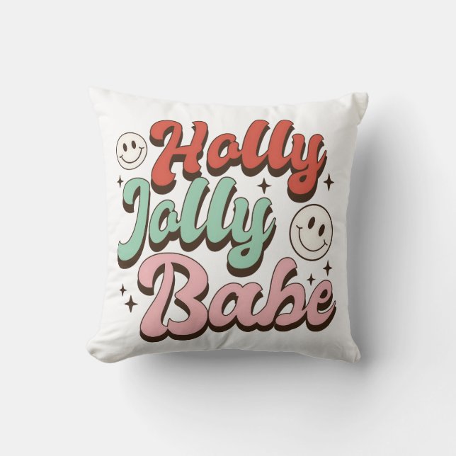 Cojín Decorativo Navidades de Holly Jolly Babe Groovy (Anverso)