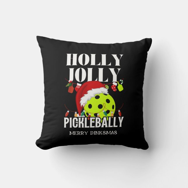 COJÍN DECORATIVO NAVIDADES DE HOLLY JOLLY PICKLEBALLY (Anverso)